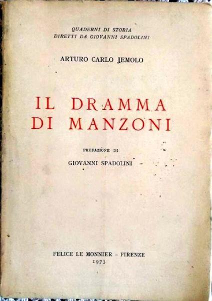 Il dramma di Manzoni - Arturo Carlo Jemolo - copertina