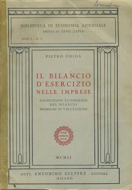 Il bilancio d'esercizio nelle imprese - Pietro Onida - copertina