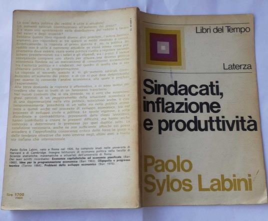 Sindacati, inflazione e produttività - Paolo Sylos Labini - copertina