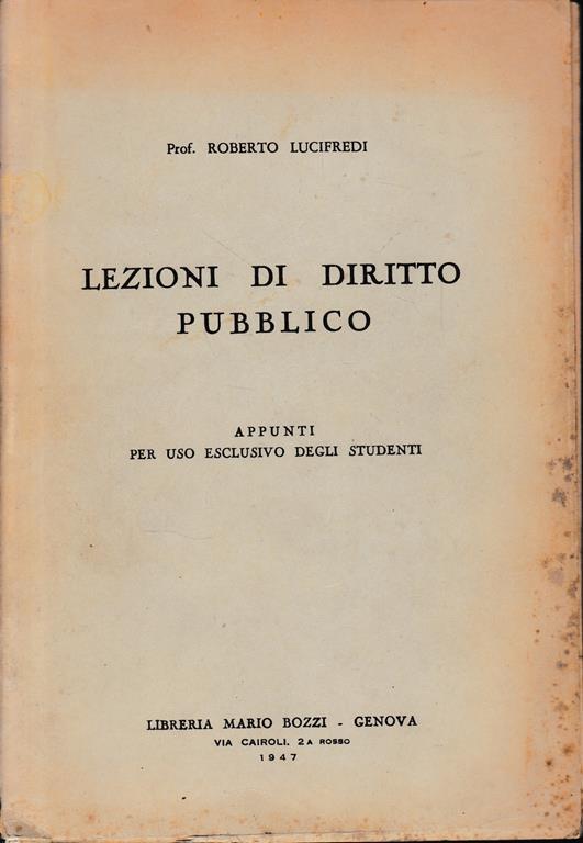 Lezioni di diritto pubblico - Roberto Lucifredi - copertina