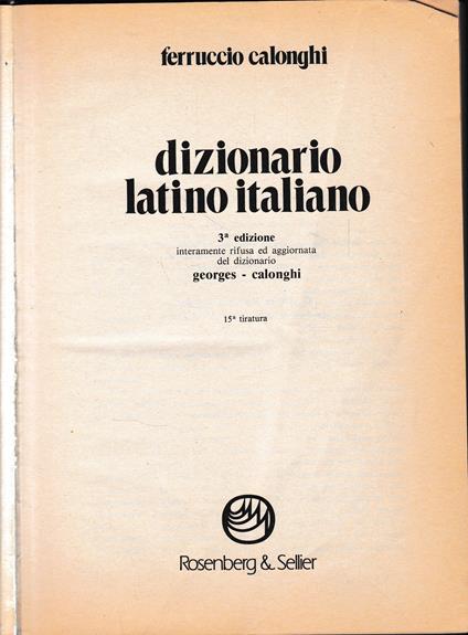 Dizionario Latino-Italiano - Ferruccio Calonghi - copertina