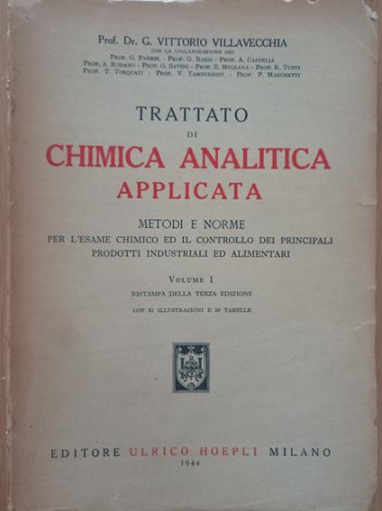Trattato di chimica analitica applicata Vol. I - G. Vittorio Villavecchia - copertina