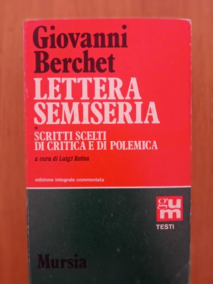 Lettera semiseria - Giovanni Berchet - copertina