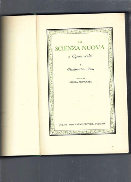 La Nuova Scienza E Opere Scelte - Giambattista Vico - copertina