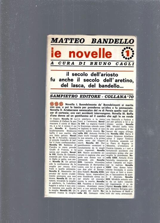 Le Novelle. 1 - Matteo Bandello - copertina