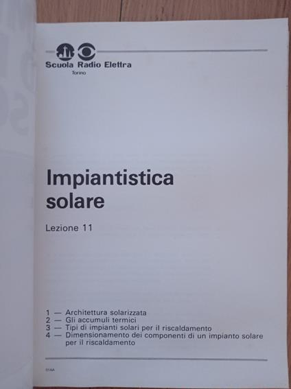 Impianti ad energia solare: LEZIONE N. 11 - copertina