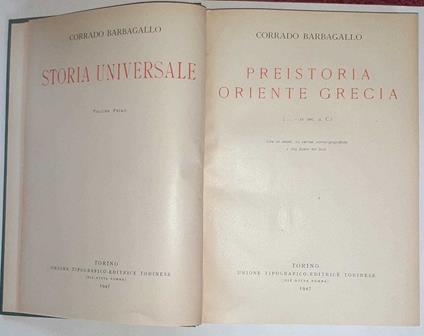 Preistoria Oriente Grecia. Volume primo - Corrado Barbagallo - copertina