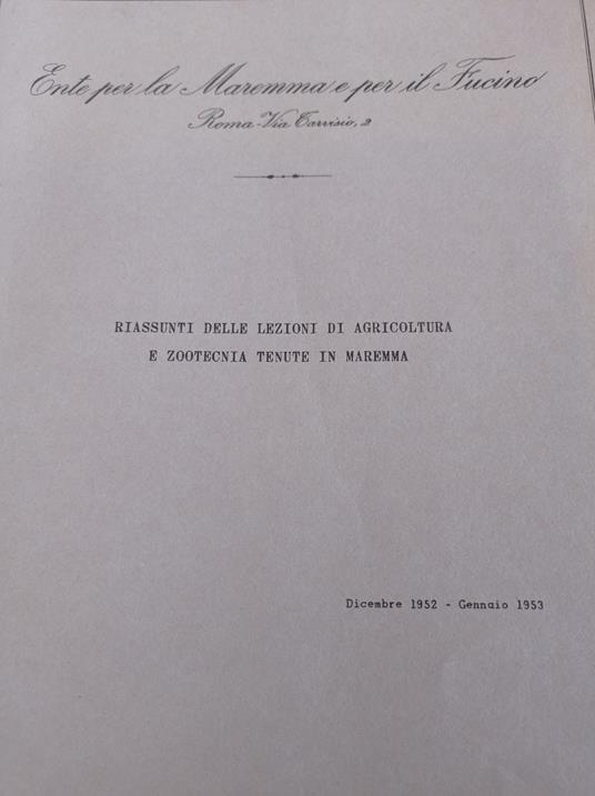 Riassunti delle lezioni di agricoltura e zootecnia tenute in Maremma - copertina