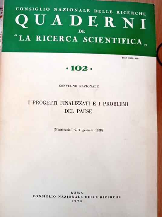 I Progetti Finalizzati E I Problemi Del Paese - copertina