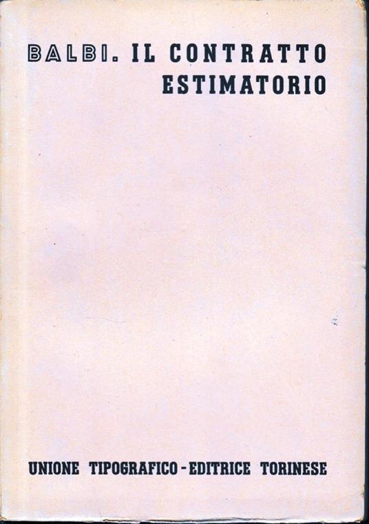 Il contratto estimatorio - Giovanni Balbi - copertina