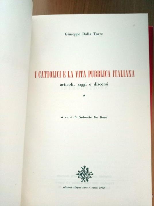 I cattolici e la vita pubblica italiana - Giuseppe Dalla Torre - copertina