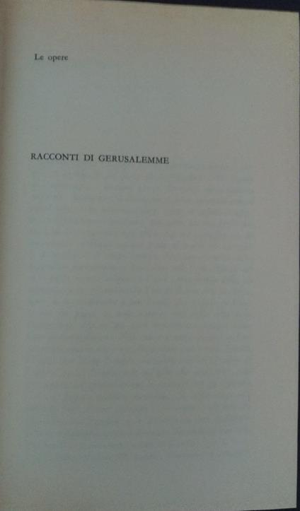 Le opere: Racconti di Gerusalemme - Shemuel Y. Agnon - copertina