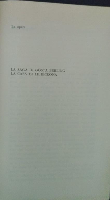 Le opere: La saga di Gosta Berling, La casa di Liljecrona - Selma Lagerlof - copertina