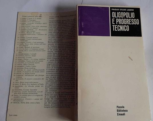 Oligopolio e progresso tecnico - Paolo Sylos Labini - copertina