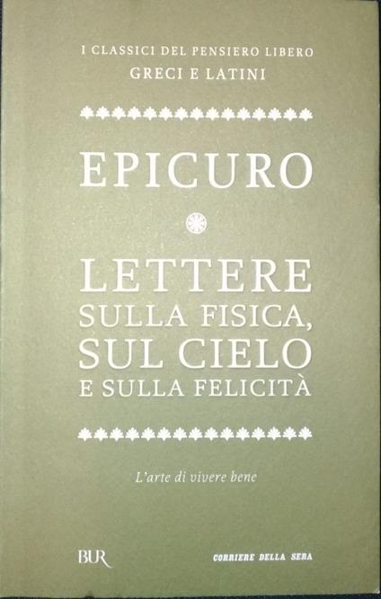 Lettere sulla fisica, sul cielo e sulla felicità - Epicuro - copertina