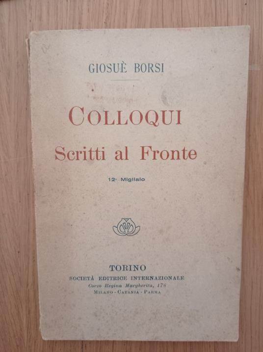 Colloqui scritti al fronte - Giosuè Borsi - copertina