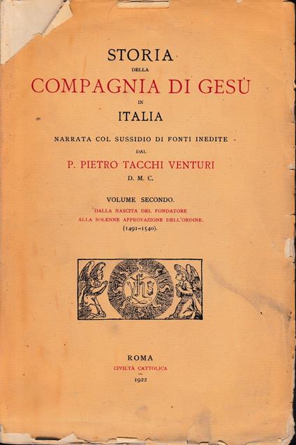 Storia della Compagnia di Gesù in Italia, vol. 2° - Pietro Tacchi Venturi - copertina