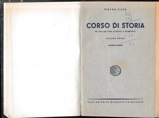 Corso di Storia, vol. 1° - Pietro Silva - copertina