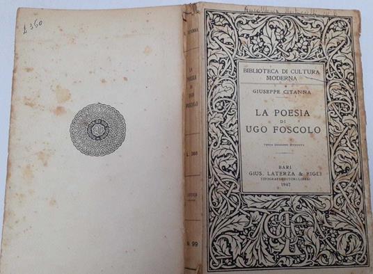 La poesia di Ugo Foscolo - Giuseppe Cigana - copertina