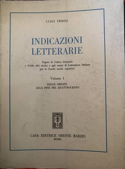 Indicazioni letterarie - Luigi Troisi - copertina