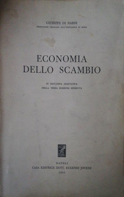 Economia dello scambio - Giuseppe Di Nardi - copertina