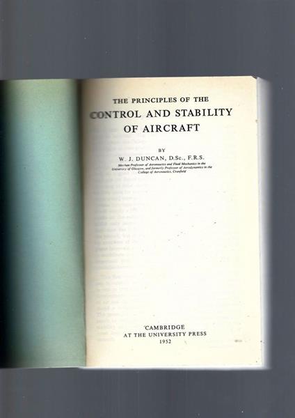 The principles of the CONTROL AND STABILITY OF AIRCRAFT - copertina