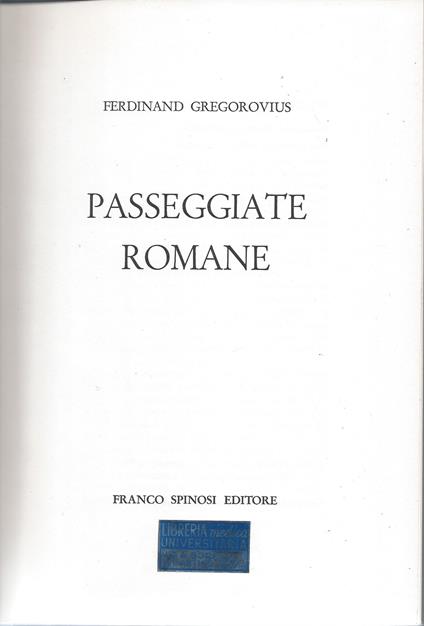 Passeggiate romane - Ferdinand Gregorovius - copertina
