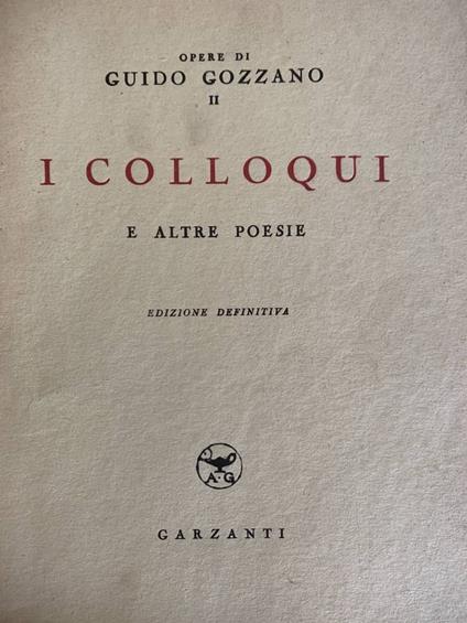 I colloqui e altre poesie - Guido Gozzano - copertina