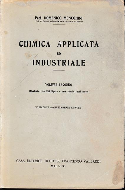Chimica applicata ed industriale, vol. 2° - Domenico Meneghini - copertina