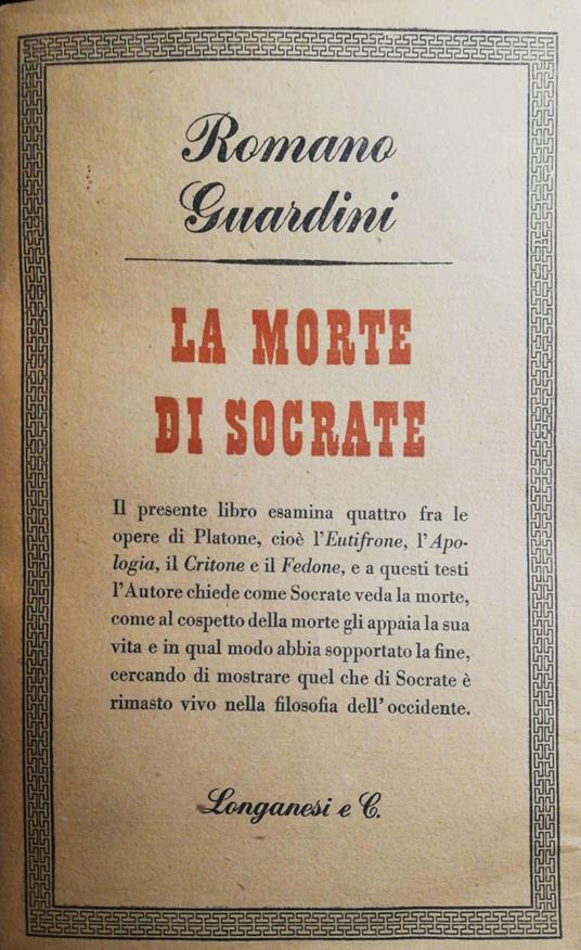 La morte di Socrate - Romano Guardini - copertina