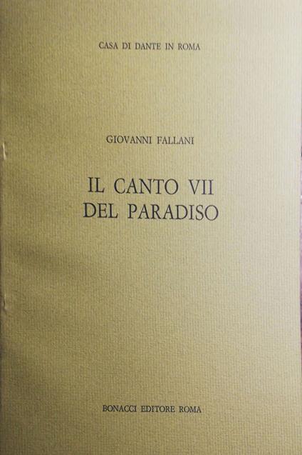 Il canto VII del Paradiso - Giovanni Fallani - copertina