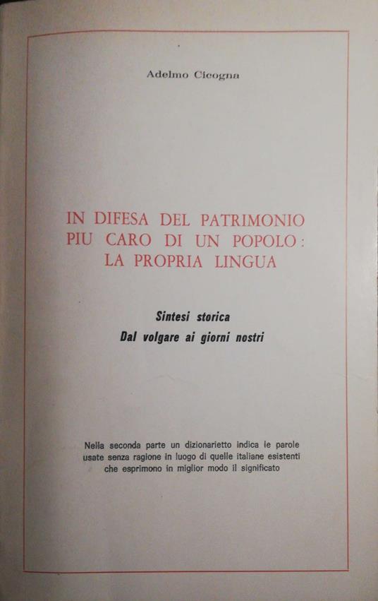 In difesa del Patrimonio più caro di un popolo: la propria lingua - copertina