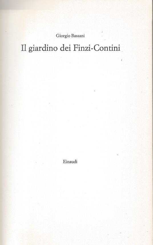 Il giardino dei Finzi-Contini - Giorgio Bassani - copertina