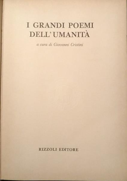 I grandi poemi dell'umanità - Giovanni Cristini - copertina