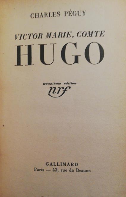 Victor Marie, comte Hugo - Charles Péguy - copertina