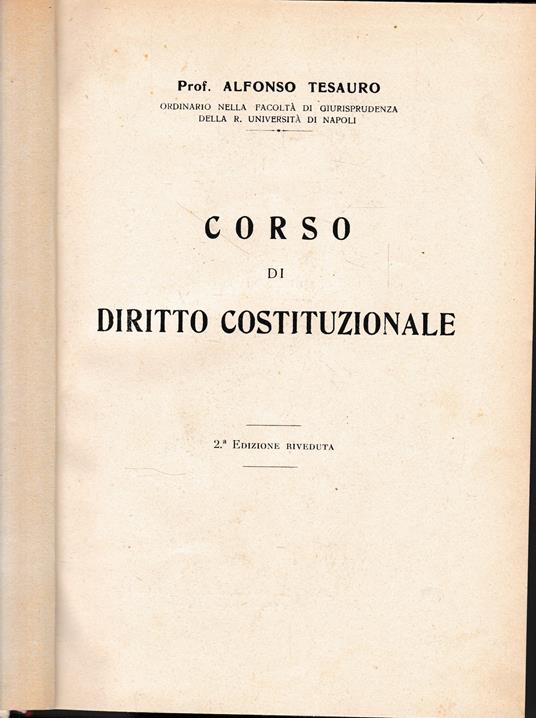 Corso di Diritto Costituzionale - Alfonso Tesauro - copertina