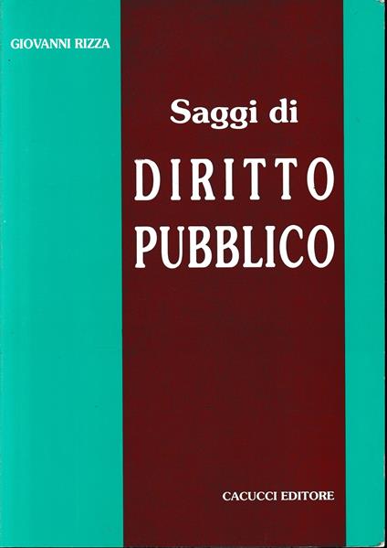 Saggi di Diritto Pubblico - Giovanni Rizza - copertina