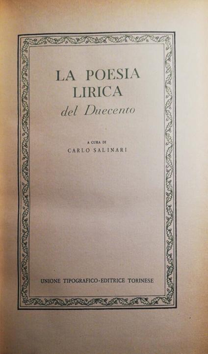 La poesia e la lirica del duecento - Carlo Salinari - copertina