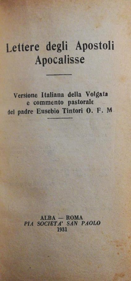 Lettere degli Apostoli Apocalisse - Anonimo - copertina