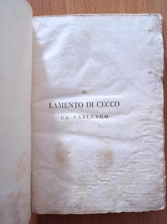 Il lamento di Cecco da Varlungo - Francesco Baldovini - copertina