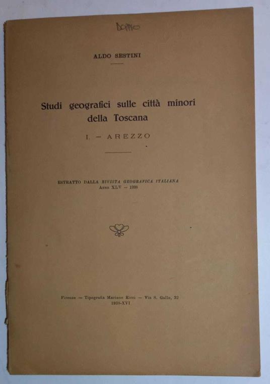 Studi geografici sulle città minori della Toscana - Aldo Sestini - copertina