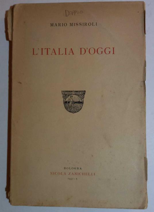 L' Italia d'oggi - Mario Missiroli - copertina