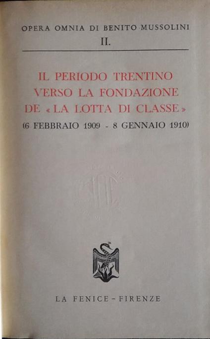 Il periodo trentino verso la fondazione de "la lotta di classe" II (6 febbraio - 8 gennaio 1910) - copertina