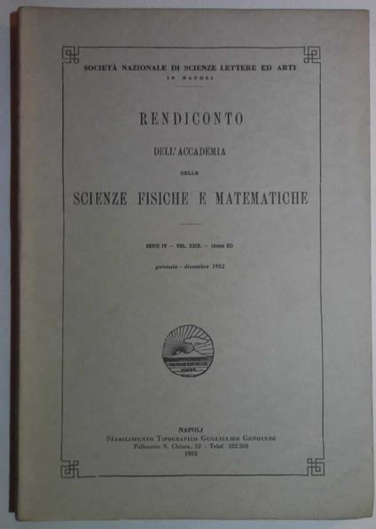 Rendiconto dell'Accademia delle Scienze fisiche e matematiche - copertina