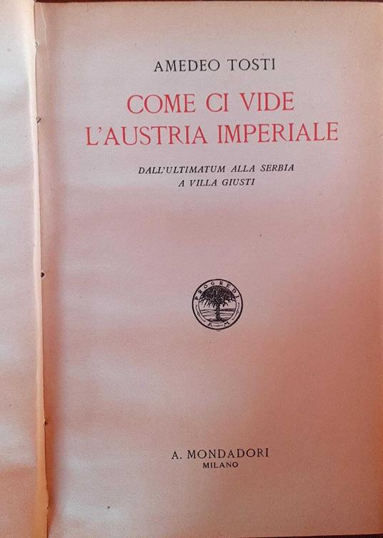 Come ci vide . L' Austria imperiale - Amedeo Tosti - copertina