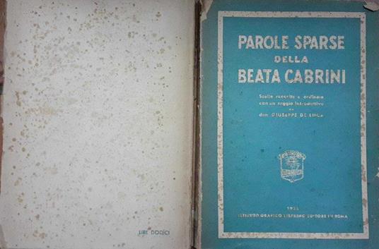 Parole sparse della beata Cabrini - Giuseppe De Luca - copertina