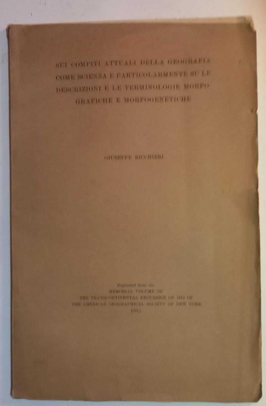 Sui compiti att.li della geog. come scienza e d.ni morfografiche e morfogenetiche - Giuseppe Ricchieri - copertina