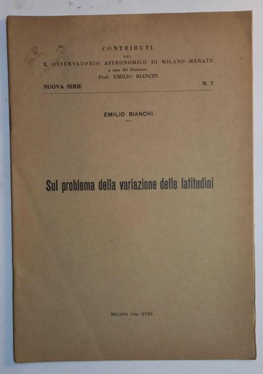 Sul Problema della variazione delle latitudini - Emilio Bianchi - copertina