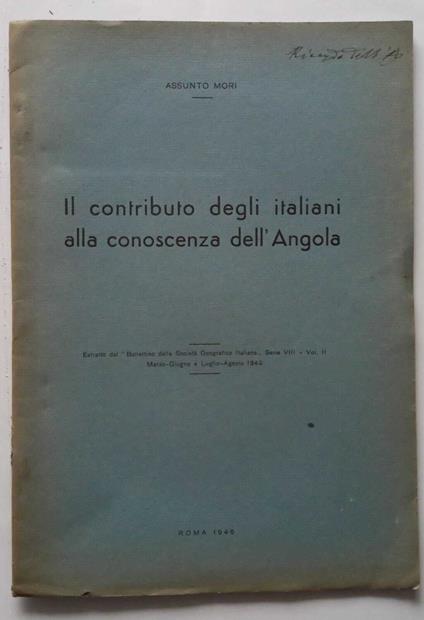 Il contributo degli italiani alla conoscenza dell'Angola - Assunta Mori - copertina