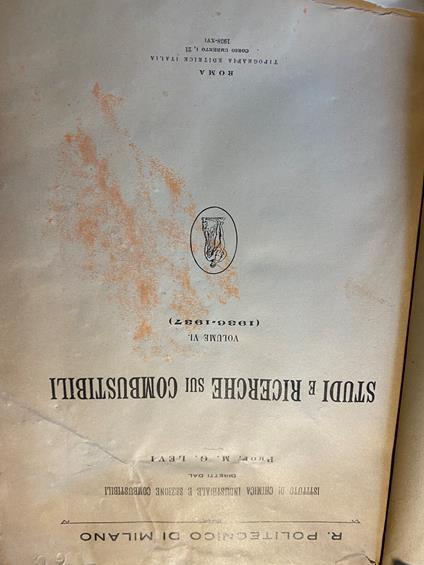 Studi e ricerche sui combustibili (vol. VI, 1936-1937) - copertina